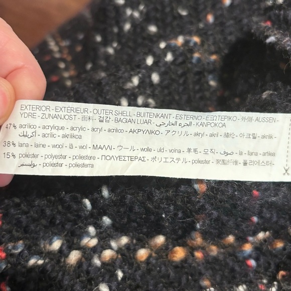 ZARA Sz S-M Trf Collection Black Plaid Wool Blend Metallic Snap Front Jacket - Picture 8 of 13